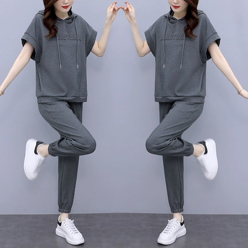 Спортивный костюм, толстовка, штаны, комплект, подходит для полных девушек, большой размер