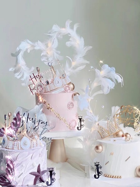 Internet Celebrity Kids Pearl Crown Headdress Birthday Cake
