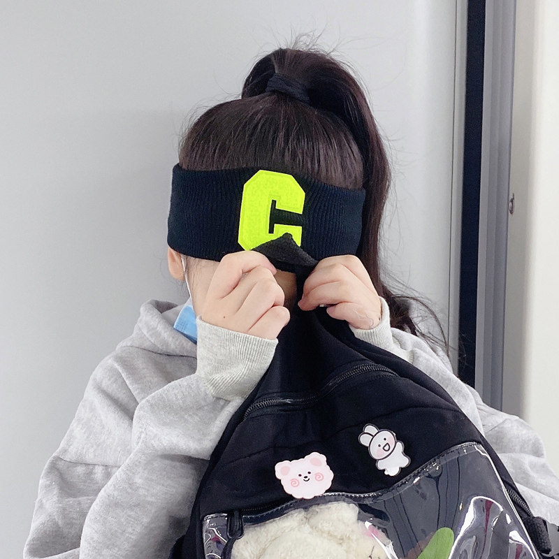 2021 autumn Korean style knitted elastic headband children C letter ins style leisure sports running antiperspirant headband