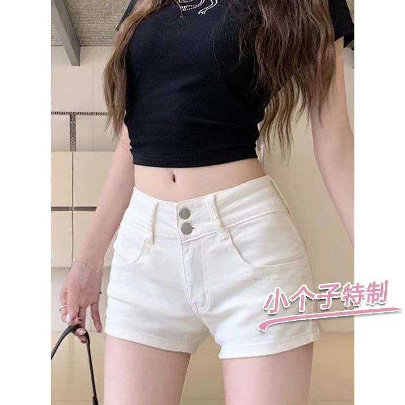 White Denim Shorts for Women, Summer Hot Girl Style, Low-Waisted, Straight-Leg, Tight-Fitting, Ultra-Short, Petite, Height-Enhancing, Versatile Hot Pants, Size XS White Denim Shorts for Women, Summer Hot Girl Style, Low-Waisted, Straight-Leg, Tight-Fitting, Ultra-Short, Petite, Height-Enhancing, Versatile Hot Pants, Size XS