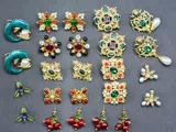 Серьги из жемчуга, клюква, с драгоценным камнем