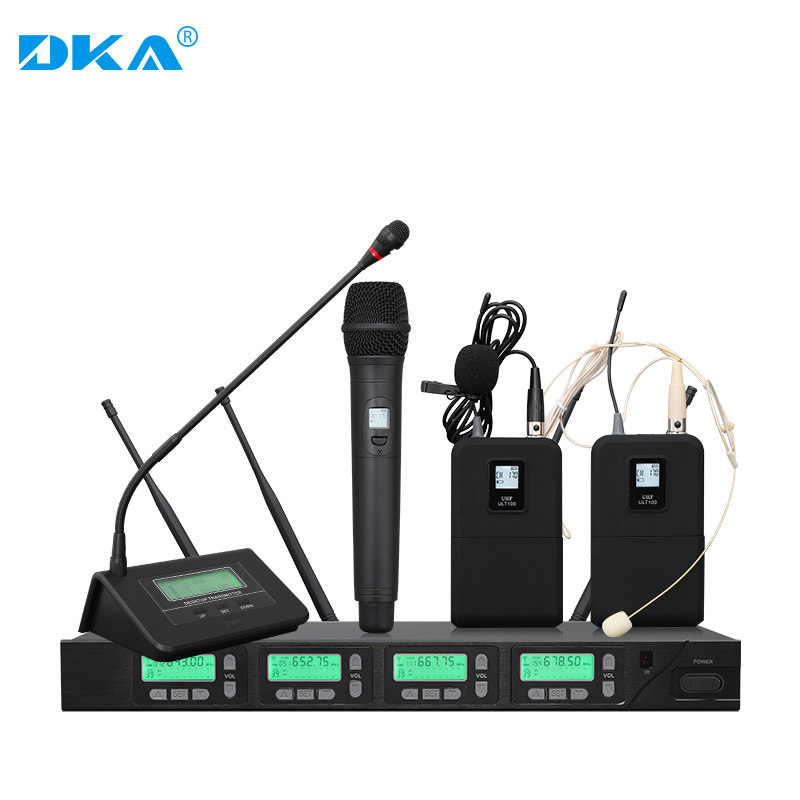 DKA professional one-to-four wireless microphone home conference gooseneck stage performance collar clip head wearing waist pack microphone