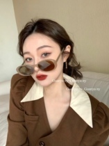 About 2022 new vintage elliptical white frame sunglasses red with the same champagne glasses