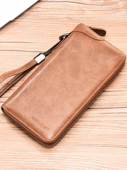 男士钱包长款拉链钱夹青年简约时尚皮夹多功能卡包大容量手拿包潮