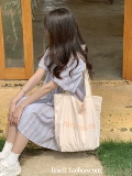 [luself小众字母印花minitmute帆布包韩系少女夏日色系大容量布袋]
