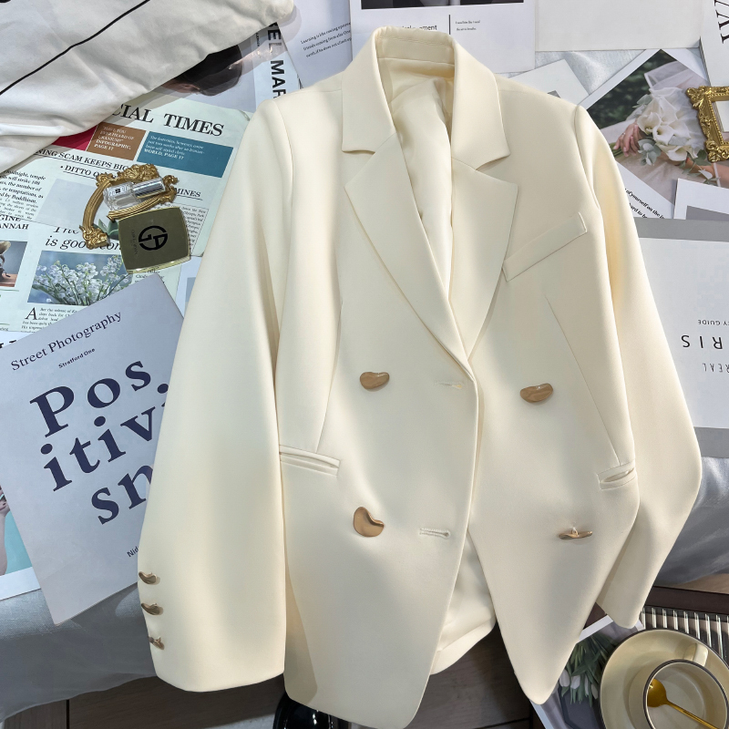 Off-White Korean-Style Blazer for Women, 2026 Spring and Autumn New Model, High-End, Simple, Commuter Suit Jacket, Trendy