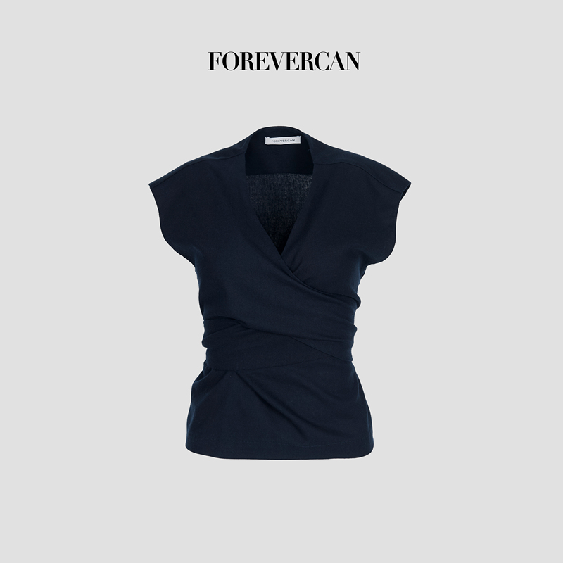 Forevercan Women's Clothing "Orlando Beauty" French Design V-Neck High-Waisted Sleeveless T-Shirt