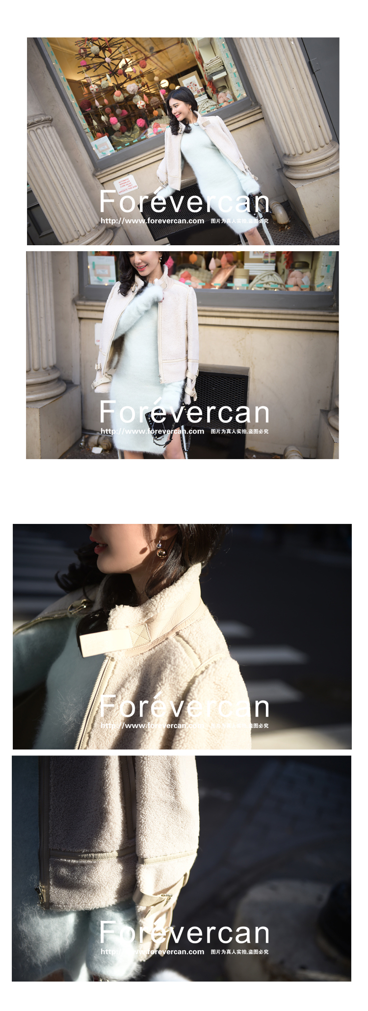 Forevercan Winter Sản phẩm mới Úc Fur One Whitening Thin Lamb Short Jacket áo khoác lông nữ