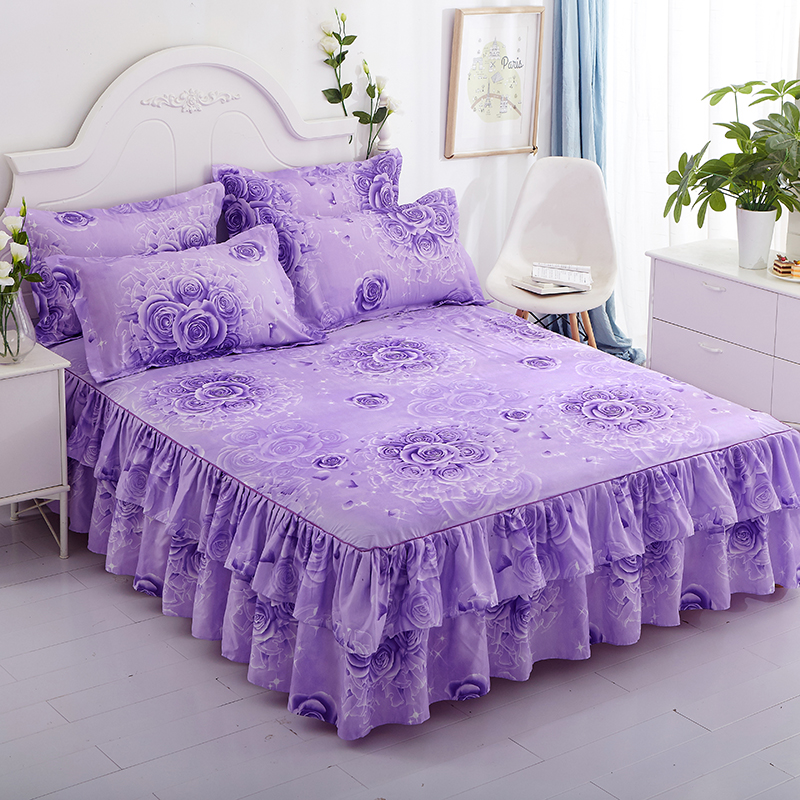 Mùa xuân và mùa hè váy đơn giường trải giường đơn mảnh váy ba bộ khăn trải giường ba bộ giường ngủ tấm ren Simmons - Váy Petti ga giường có viền