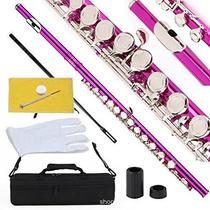 Color long flute pink body nickel key 16 closed Kongplus E key C tuning flute Musical Instrument Cloth Foreskin Box Optional