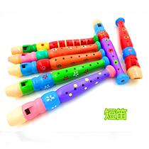 Wooden cartoon flute wooden childrens recorder 6-hole small piccolo wind instrument educational toy for infants and young children