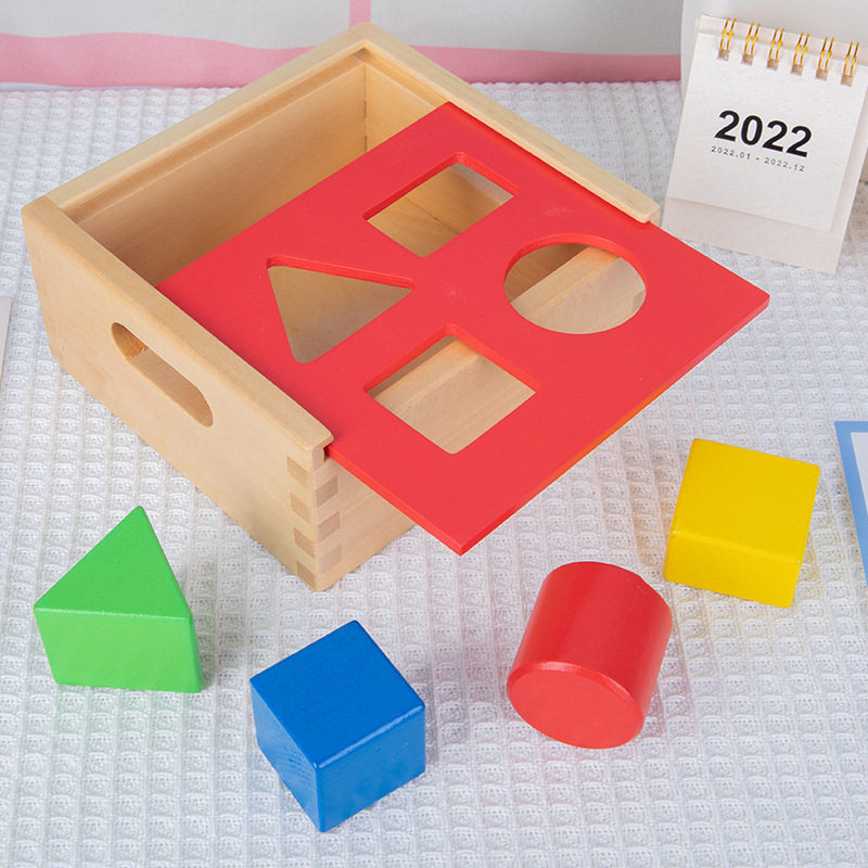 Wooden shape block box knocking pile table children's toy shape pairing exercise hand shape coordination ability early teaching