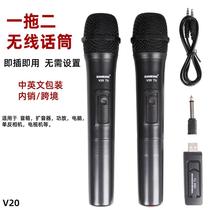 USB one-to-two wireless microphone V20 home singing universal outdoor audio amplifier performance universal microphone set