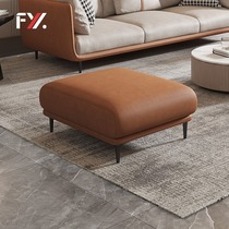 Italian light luxury minimalist sofa foot pedal disposable technology cloth sofa living room leather sofa foot change shoe stool square collapse