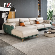 Italian light luxury leather sofa first layer cowhide simple modern corner sofa large and small apartment living room minimalist sofa