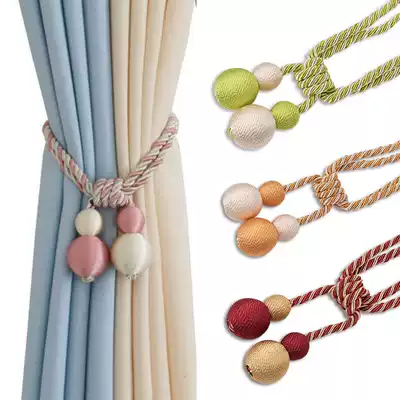 Curtain strap strap rope creative double ball light luxury tie curtain rope fixed accessories decoration high-grade pair of magnetic iron buckle