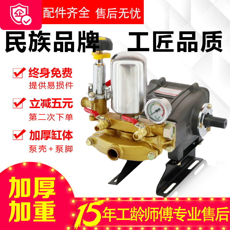 Cream-free triplex plunger pump agricultural high-pressure spray pump sprayer remote sprayer pesticide machine pressure head new