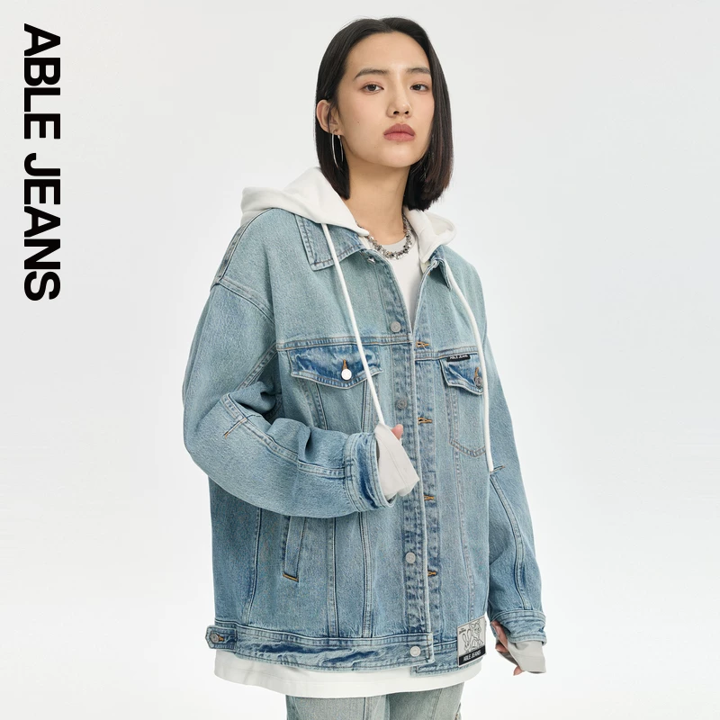 ABLE JEANS Осенняя модная кофта-худи, куртка из денима