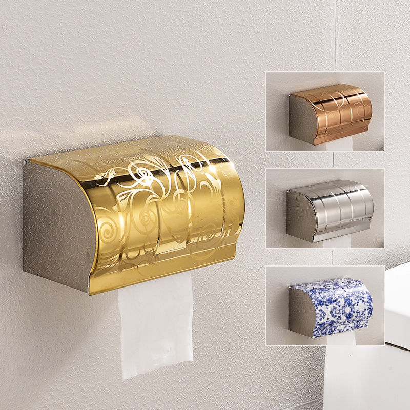 Makeup Room Paper Towel Box Waterproof Toilet Paper Box Stainless Steel Toilet Toilet Paper Box Shelve Free Toilet Paper Box