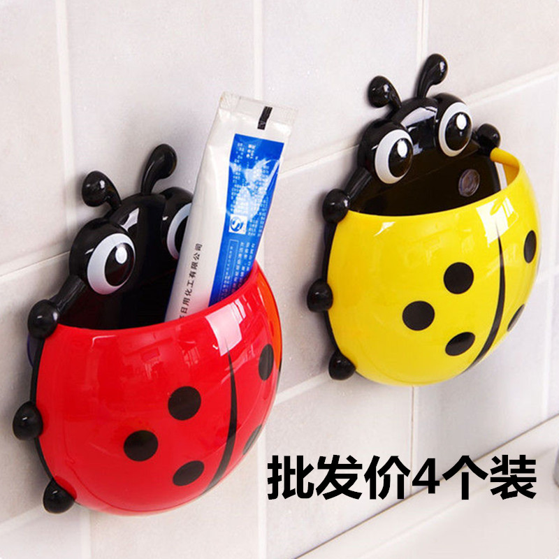 Creative Ladybug Toothbrush Frame Cuttable Cartoon Child Toothbrush Toothpaste Collection and Clean Toilet Bathroom Range