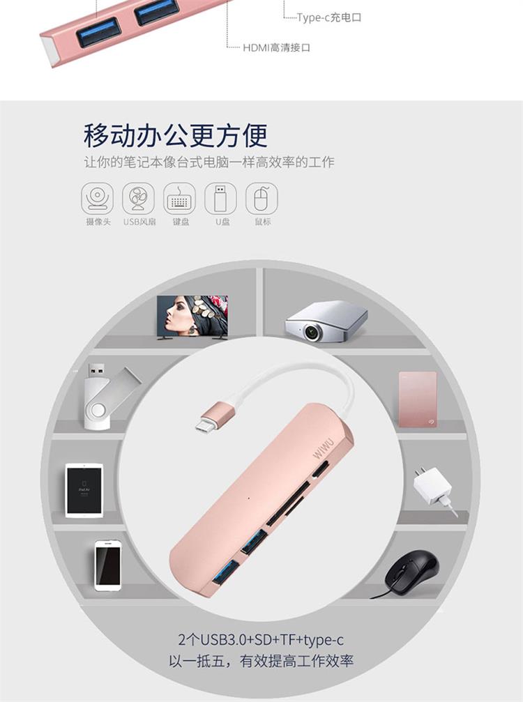 Huawei Mate10 / P20 máy tính xách tay của Apple MacBookPro chuyển đổi kê usb bộ chuyển đổi cáp loại-c phụ kiện bến tàu chuyển đổi video VGA HDMI HUB sét 3 - USB Aaccessories đèn led usb