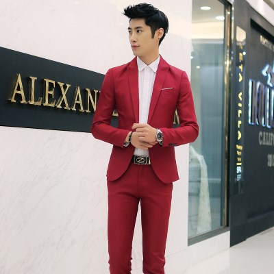 Suit phù hợp với nam giới bốn mùa ba mảnh bộ phù hợp cho thanh thiếu niên một bộ đầy đủ của tuổi trẻ phổ biến phiên bản Hàn Quốc của quần áo làm việc