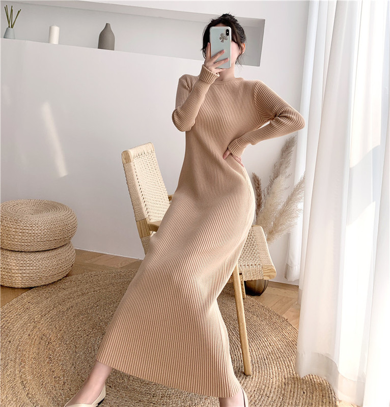 Tight-Fitting, Extra-Long Sweater Dress for Women, 2026 Autumn and Winter New Style, Slim-Fitting, Hip-Hugging, Knitted Base Dress, Long Skirt Tight-Fitting, Extra-Long Sweater Dress for Women, 2026 Autumn and Winter New Style, Slim-Fitting, Hip-Hugging, Knitted Base Dress, Long Skirt