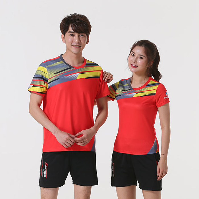 Round-neck table tennis suit men and women's clothes Short sleeves Polyester Dry Dry Tugging Rugby Short Shorts