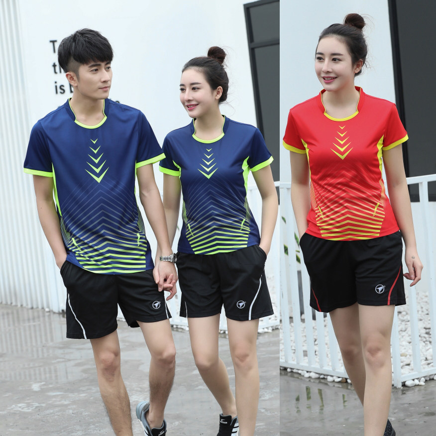 New couple table tennis clothes suit men and women short sleeves shorts jersey speed dry table tennis badminton sportswear