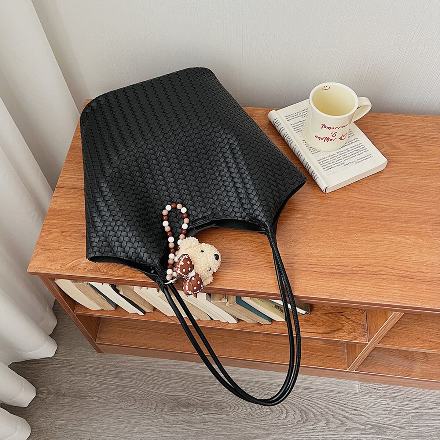 [With Inner Pouch] Large Capacity Woven Bucket Tote Bag, 2026 New Trendy Versatile Commuter Bag - Thumbnail 3