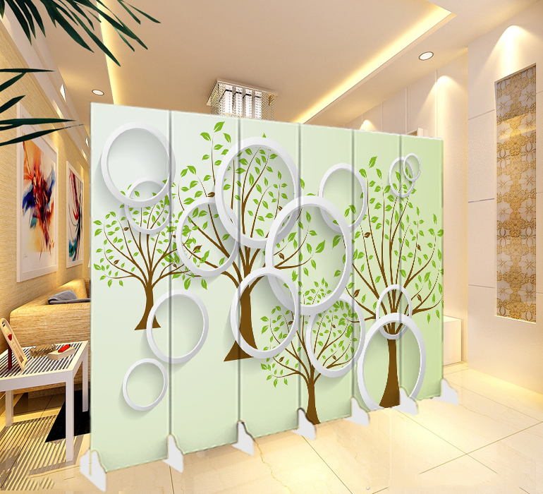 Mobile 3D green leaf background wall folding screen partition fashion living room porch office restaurant beauty anchor YY