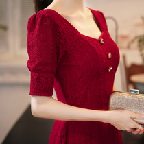 Toast women Summer Bride wedding engagement 2021 New lace red thin dress