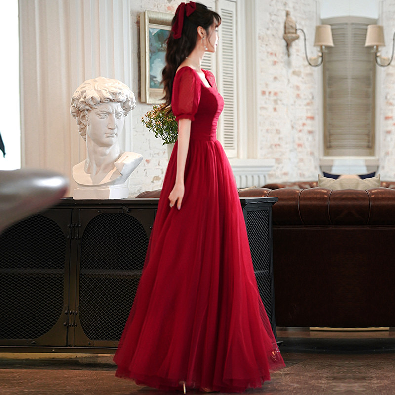 At-a-flight princess toasting clothes bride red dress wedding engagement dress small children can wear in summer