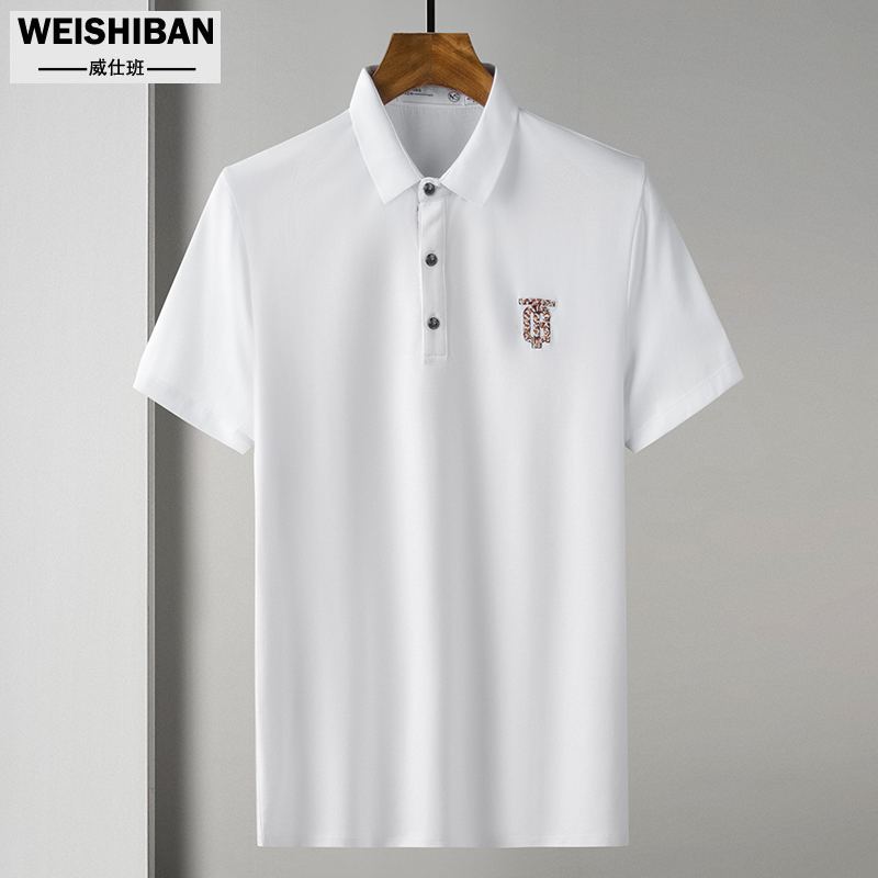 Wisban mùa hè ngắn tay áo POLO nam ve áo thêu thường đô thị Paul t-shirt mỏng cao cấp đạn mặc xu hướng nam giới