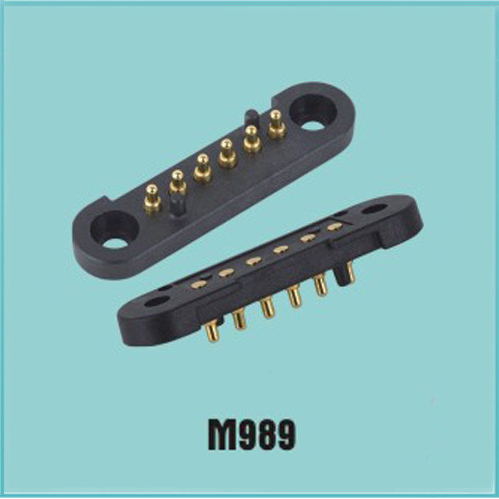 6P double-row spring male and female end pogopin spring connector charging pin positioning hole battery thimble connection column