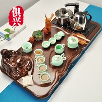 Zisha kung fu tea set home simple modern ceramic cup induction cooker tea table solid wood tea tray one