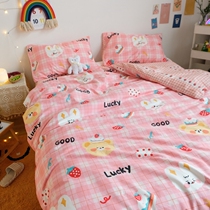 ins Net red bedding four-piece cotton cotton sheets quilt cover bed hats dormitory three-piece set Nordic style 4