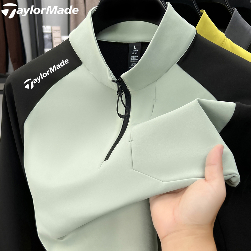 Taylormade Golf Quick-Drying Half-Zip Sweatshirt with Color-Blocking and Contrasting Colors, Outdoor Sports T-Shirt with Thin Fleece Taylormade Golf Quick-Drying Half-Zip Sweatshirt with Color-Blocking and Contrasting Colors, Outdoor Sports T-Shirt with Thin Fleece