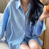 Хлопковая пижама для отдыха, комплект, банный халат, оверсайз