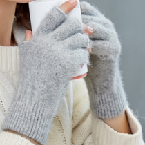 Sink velvet half finger gloves female winter half finger finger finger male gloves outdoor cycling students typing knitting warm