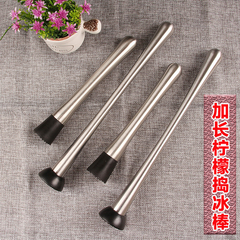 Crushed popsicle stainless steel cocktail pounding ice hammer lemon mint fruit juicer bartender rolling stick manual stirring