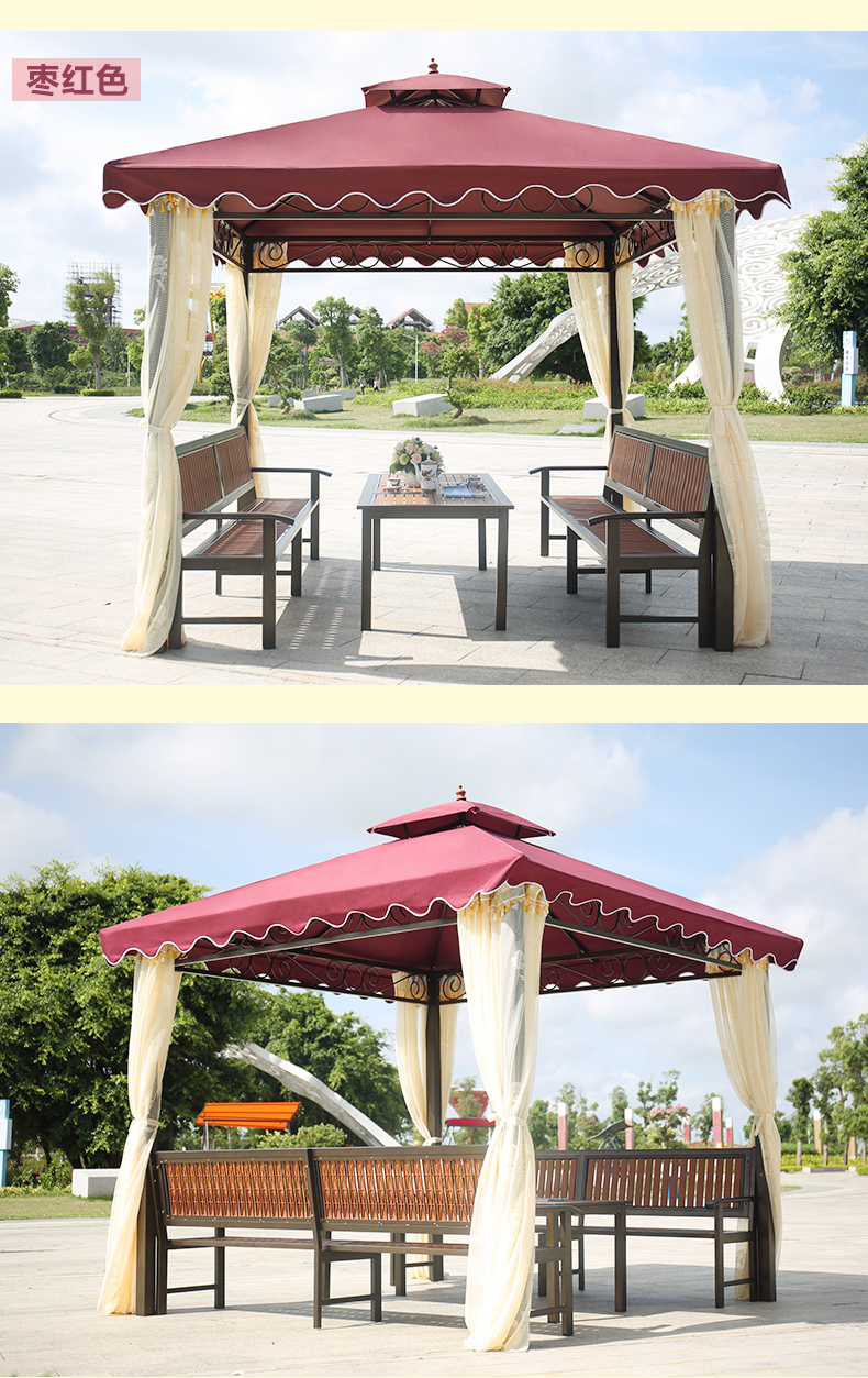 Ánh nắng mặt trời giải trí ngoài trời đồ nội thất bốn cột gazebo rèn sắt hoạt động gian hàng đôi lều trên sân ngoài trời mái hiên - Bàn ghế ngoài trời / sân bàn ghế ngoài trời