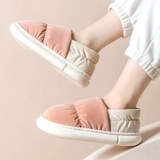 Хлопковые тапочки для женщин, зима 2024, новая домашняя теплая водонепроницаемая противоскользящая сумка на каблуке, плюшевая зимняя хлопковая обувь на каблуке