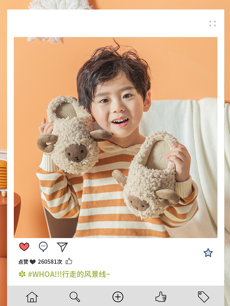 Children's cotton slippers autumn and winter boys and girls winter girls indoor home bag with warm baby slippers cotton shoes winter