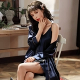 Осенняя пижама для влюбленных, летний комплект, шелковый тонкий сексуальный банный халат