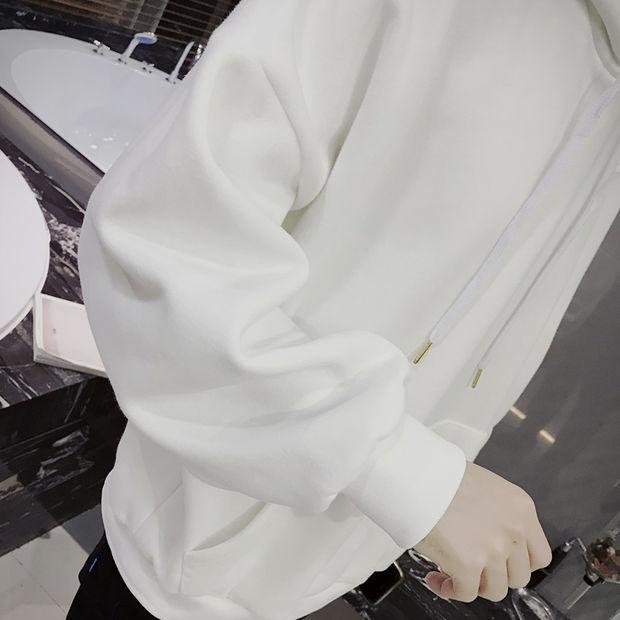 2018 áo len trùm đầu mới nữ bf phiên bản Hàn Quốc của thủy triều lỏng lẻo cộng với nhung dày ấm áp siêu lửa áo ulzzang áo khoác hoodie zip