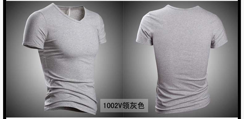 Mùa hè siêu mỏng nam ngắn tay T-Shirt băng lụa phương thức slim chặt V-Cổ mùa hè nửa tay t-shirt quần áo