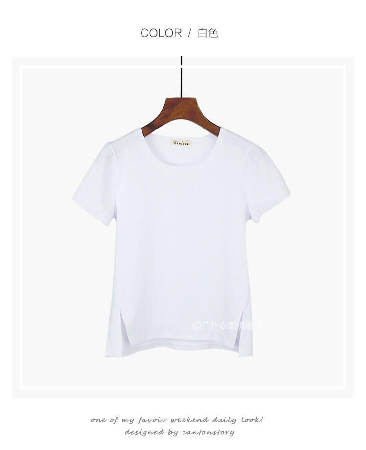 Mùa hè 2019 phiên bản Hàn Quốc mới của áo cổ tròn tay ngắn phía trước dài tay cotton dài tay áo thun nữ rộng rãi áo polo nữ tay lỡ