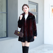Henins new mink leather big coat girl with big code mid-aged mother Buffy mink fur imported whole mink coat winter