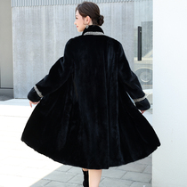 Henin 2022 new mink fur coat female imported water mink fur medium long Mink Fashion Vertical Collar Fur Coat